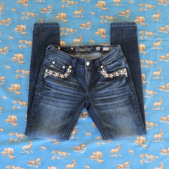 Miss Me Denim - Miss Me Mid Rise Skinny Jeweled Jeans 26